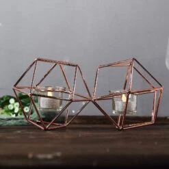 5" Tall 2 Jointed Geometric Stand With Glass Votive Candle Holders -Optimal Home Decoration 5 tall 2 jointed geometric stand with glass votive candle holders 28940217057343