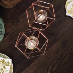 5" Tall 2 Jointed Geometric Stand With Glass Votive Candle Holders -Optimal Home Decoration 5 tall 2 jointed geometric stand with glass votive candle holders 28940225577023