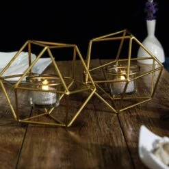 5" Tall 2 Jointed Geometric Stand With Glass Votive Candle Holders -Optimal Home Decoration 5 tall 2 jointed geometric stand with glass votive candle holders 28940386926655