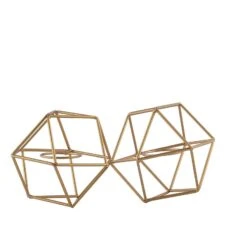 5" Tall 2 Jointed Geometric Stand With Glass Votive Candle Holders