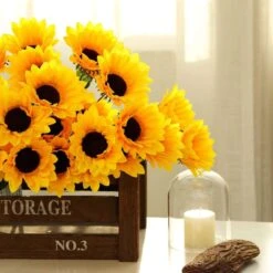 5 Tall Artificial Silk Sunflower Bushes With 70 Flowers - Yellow -Optimal Home Decoration 5 tall artificial silk sunflower bushes with 70 flowers yellow arti 868 yelx9 28500787429439