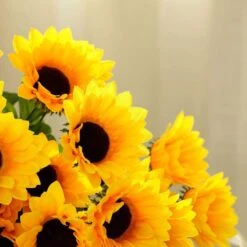 5 Tall Artificial Silk Sunflower Bushes With 70 Flowers - Yellow -Optimal Home Decoration 5 tall artificial silk sunflower bushes with 70 flowers yellow arti 868 yelx9 28500787593279