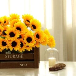 5 Tall Artificial Silk Sunflower Bushes With 70 Flowers - Yellow -Optimal Home Decoration 5 tall artificial silk sunflower bushes with 70 flowers yellow arti 868 yelx9 28588335071295
