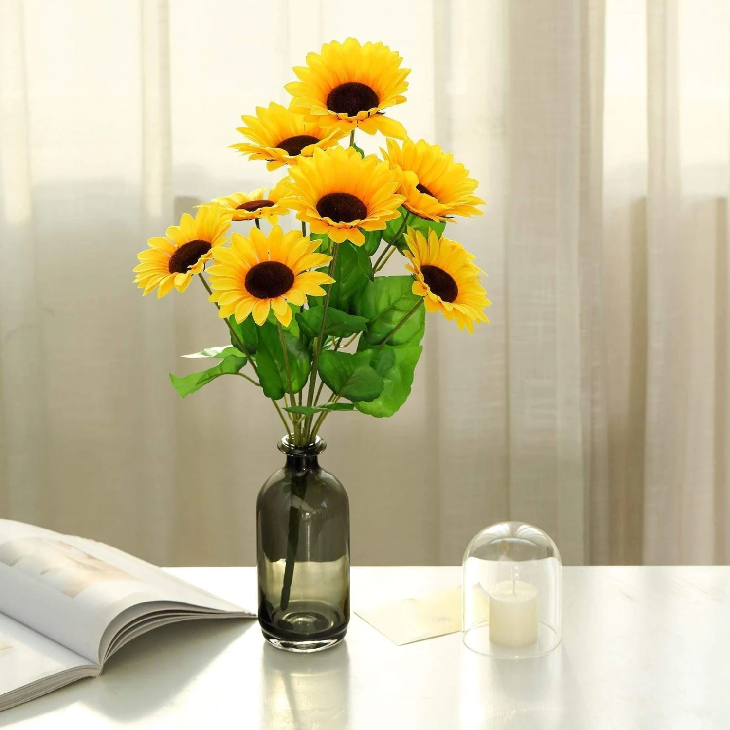5 Tall Silk Sunflower Bushes With 45 Flowers - Yellow 4 5 Tall Silk Sunflower Bushes With 45 Flowers - Yellow - Image 2