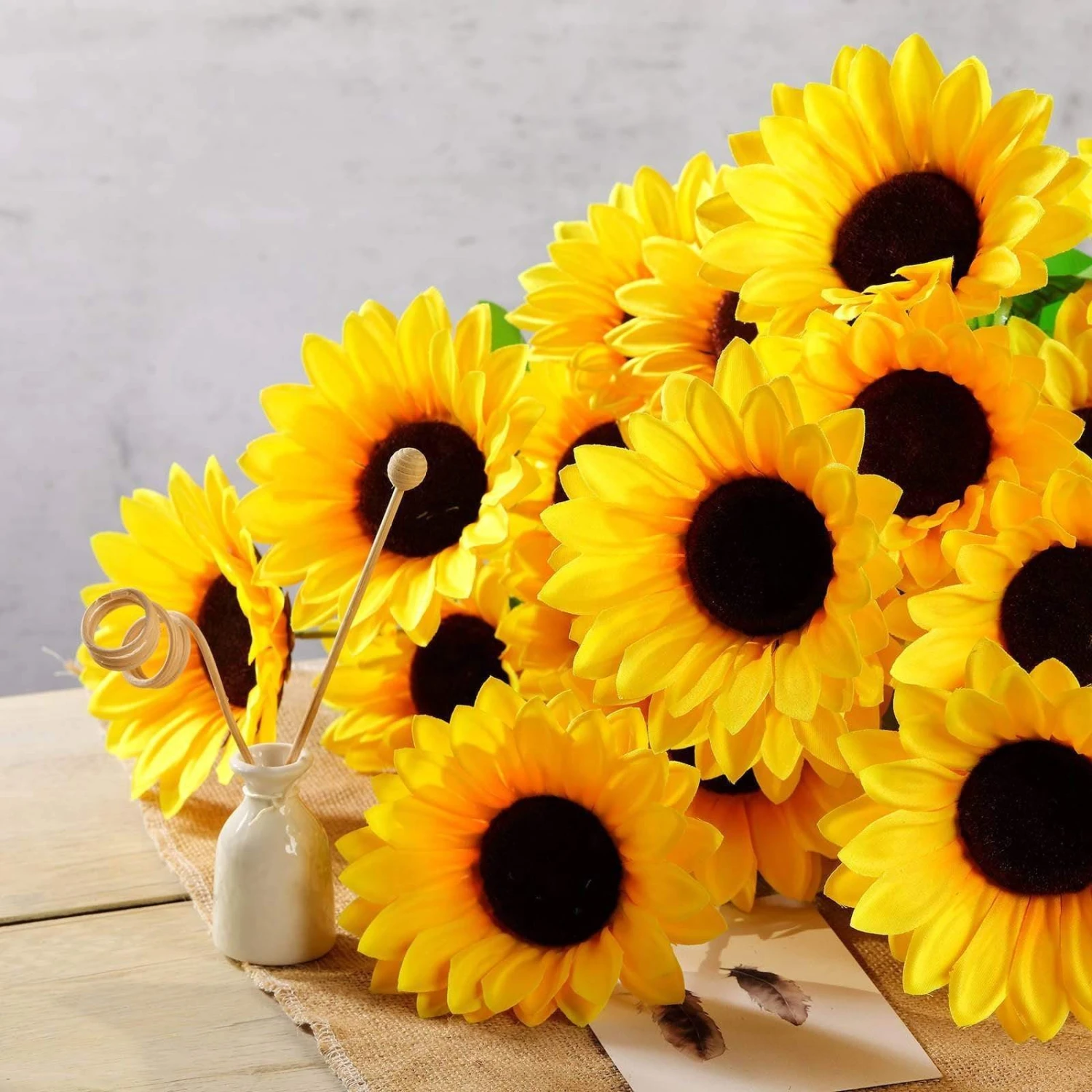 5 Tall Silk Sunflower Bushes With 45 Flowers - Yellow 5 5 Tall Silk Sunflower Bushes With 45 Flowers - Yellow - Image 3