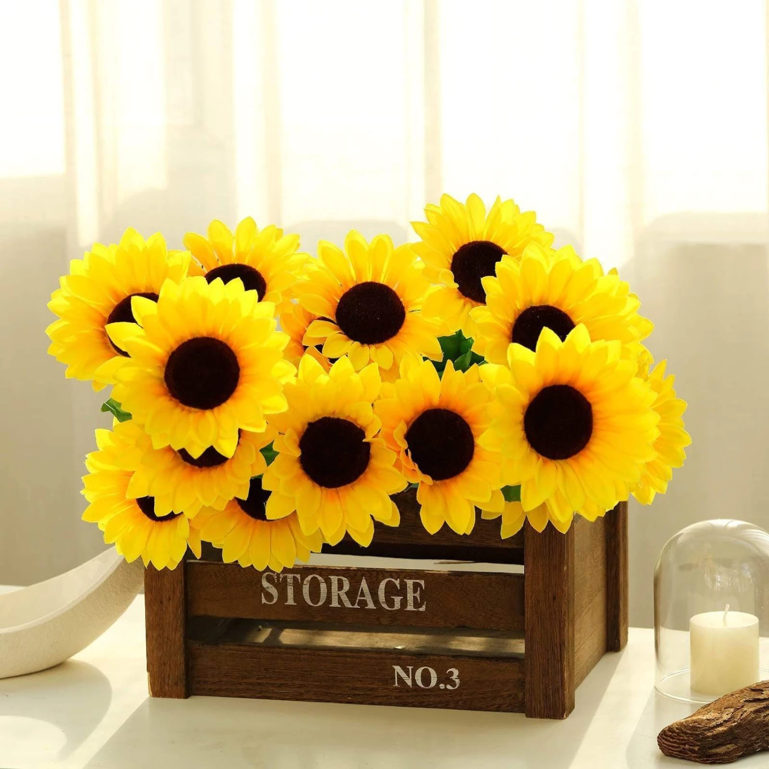 5 Tall Silk Sunflower Bushes With 45 Flowers - Yellow 3 5 Tall Silk Sunflower Bushes With 45 Flowers - Yellow