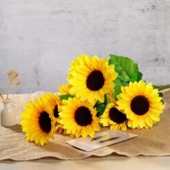 5 Tall Silk Sunflower Bushes With 45 Flowers - Yellow 15 5 Tall Silk Sunflower Bushes With 45 Flowers - Yellow -Optimal Home Decoration 5 tall silk sunflower bushes with 45 flowers yellow arti 865 yelx6 4752384294975