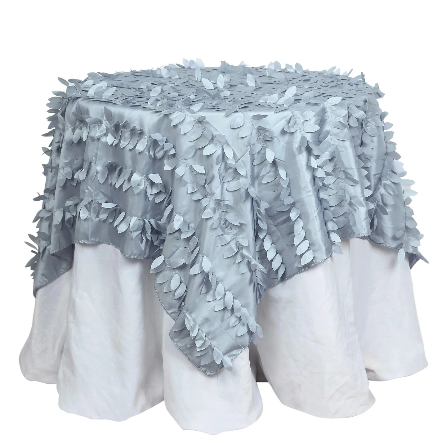 54" X 54" Taffeta Square Tablecloth With 3D Leaves Petals Design 15 54" X 54" Taffeta Square Tablecloth With 3D Leaves Petals Design - Image 13