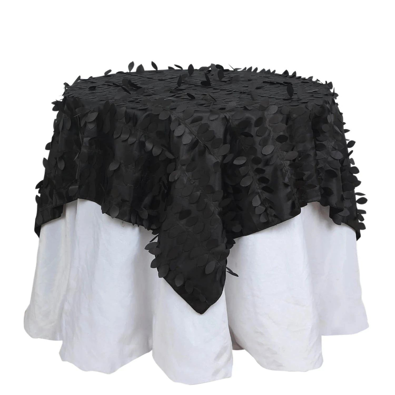 54" X 54" Taffeta Square Tablecloth With 3D Leaves Petals Design 20 54" X 54" Taffeta Square Tablecloth With 3D Leaves Petals Design - Image 18