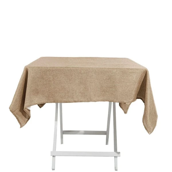 54"x54" Square Faux Burlap Tablecloth - Natural 3 54"x54" Square Faux Burlap Tablecloth - Natural