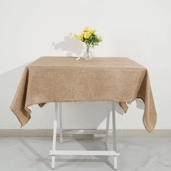 54"x54" Square Faux Burlap Tablecloth - Natural 5 54"x54" Square Faux Burlap Tablecloth - Natural - Image 3