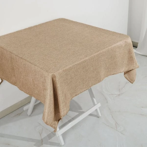 54"x54" Square Faux Burlap Tablecloth - Natural 6 54"x54" Square Faux Burlap Tablecloth - Natural - Image 4