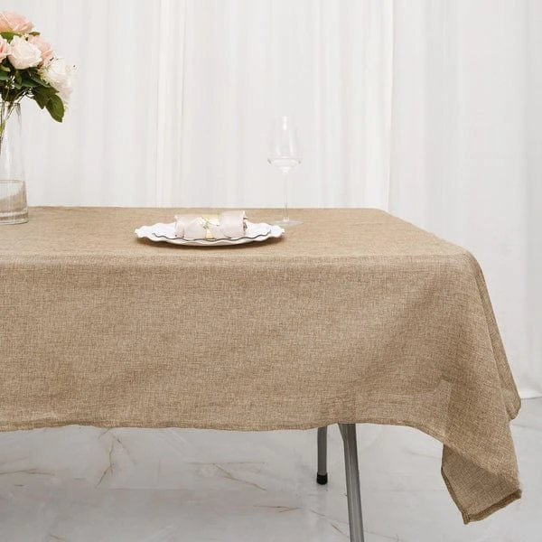 54"x96" Rectangular Faux Burlap Tablecloth - Natural 11 54"x96" Rectangular Faux Burlap Tablecloth - Natural - Image 9