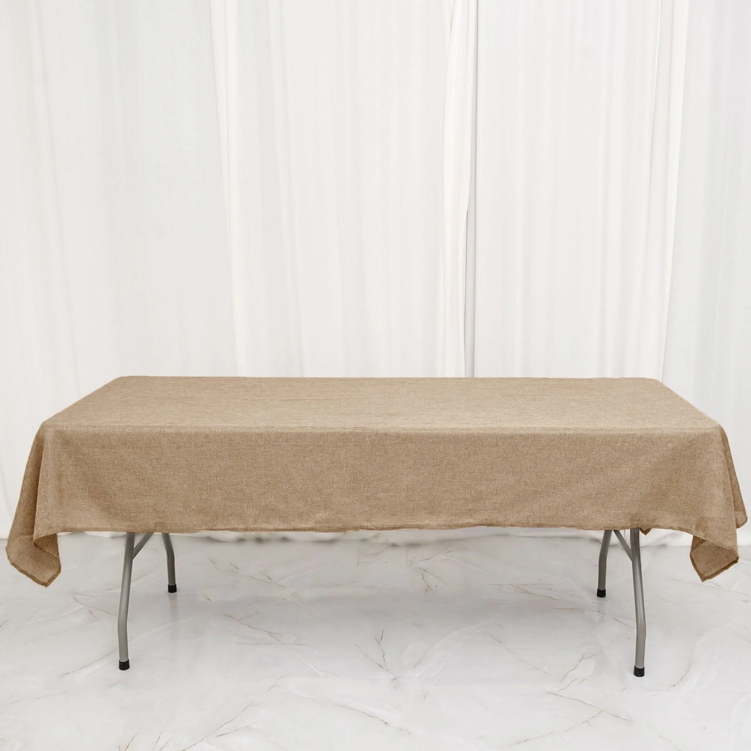54"x96" Rectangular Faux Burlap Tablecloth - Natural 10 54"x96" Rectangular Faux Burlap Tablecloth - Natural - Image 8