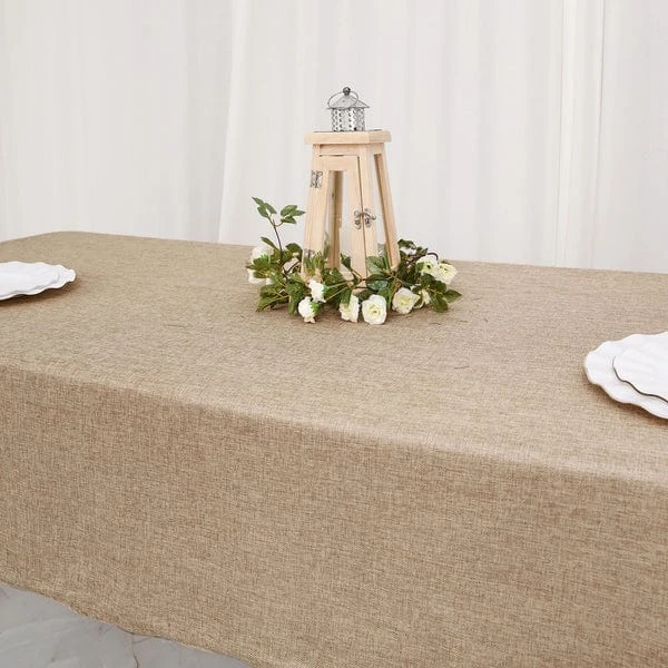 54"x96" Rectangular Faux Burlap Tablecloth - Natural 8 54"x96" Rectangular Faux Burlap Tablecloth - Natural - Image 6