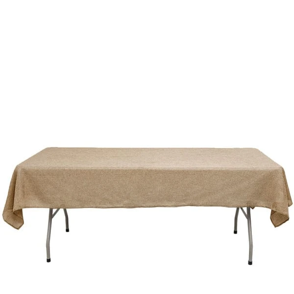 54"x96" Rectangular Faux Burlap Tablecloth - Natural 3 54"x96" Rectangular Faux Burlap Tablecloth - Natural