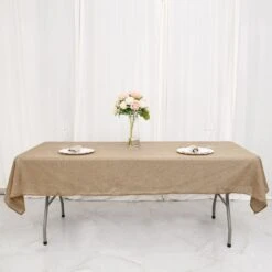 54"x96" Rectangular Faux Burlap Tablecloth - Natural 17 54"x96" Rectangular Faux Burlap Tablecloth - Natural -Optimal Home Decoration 54 x96 rectangular faux burlap polyester tablecloth natural tab jute03 5496 nat 29128937111615