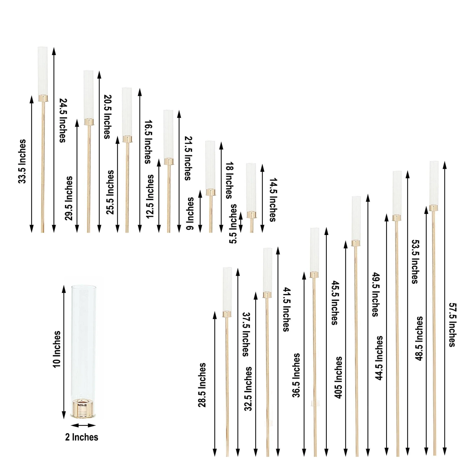 57" Tall Candelabra Candle Holder Centerpiece With Glass 5 57" Tall Candelabra Candle Holder Centerpiece With Glass - Image 3