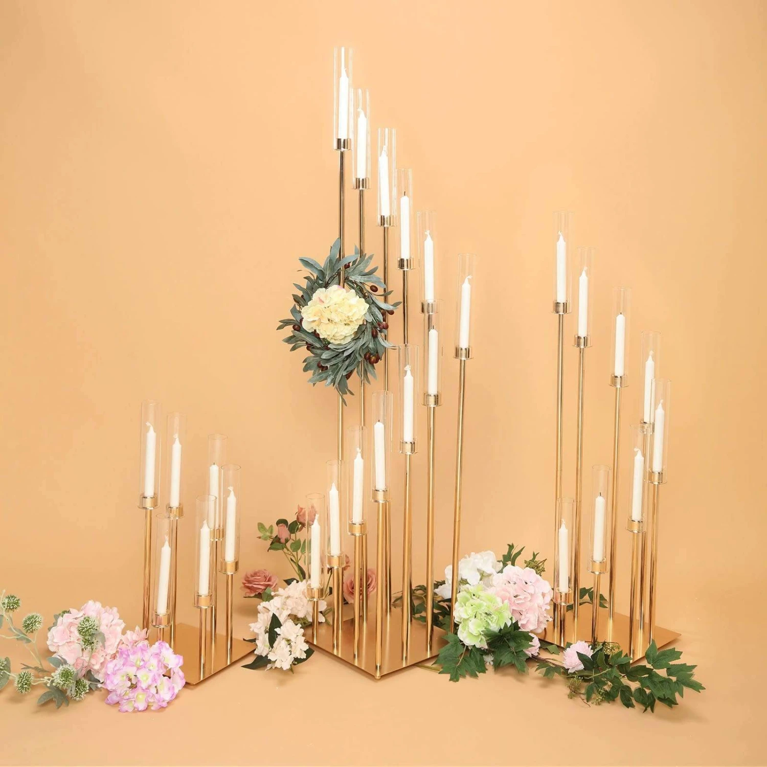 57" Tall Candelabra Candle Holder Centerpiece With Glass 11 57" Tall Candelabra Candle Holder Centerpiece With Glass - Image 9