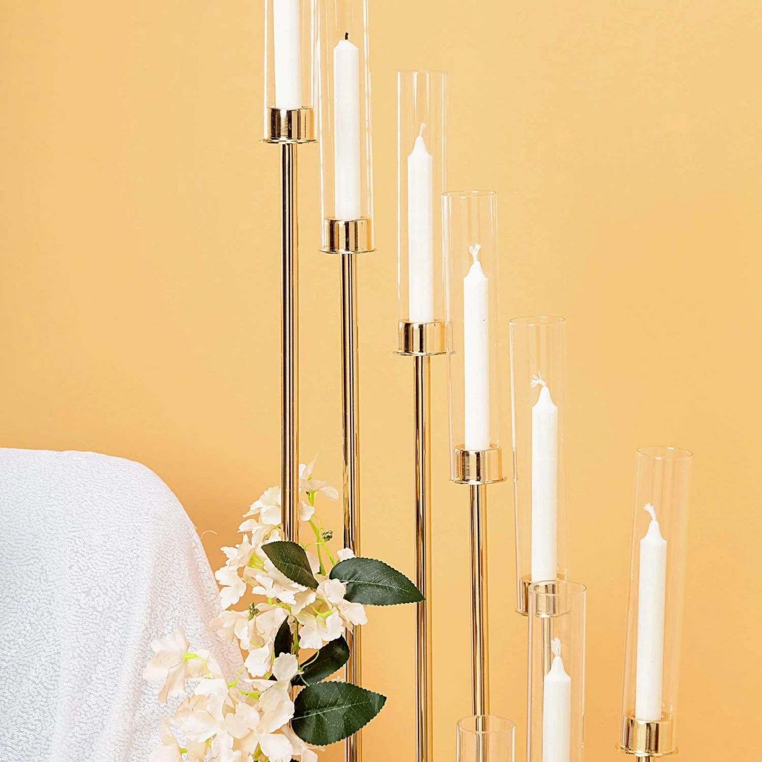 57" Tall Candelabra Candle Holder Centerpiece With Glass 14 57" Tall Candelabra Candle Holder Centerpiece With Glass - Image 12