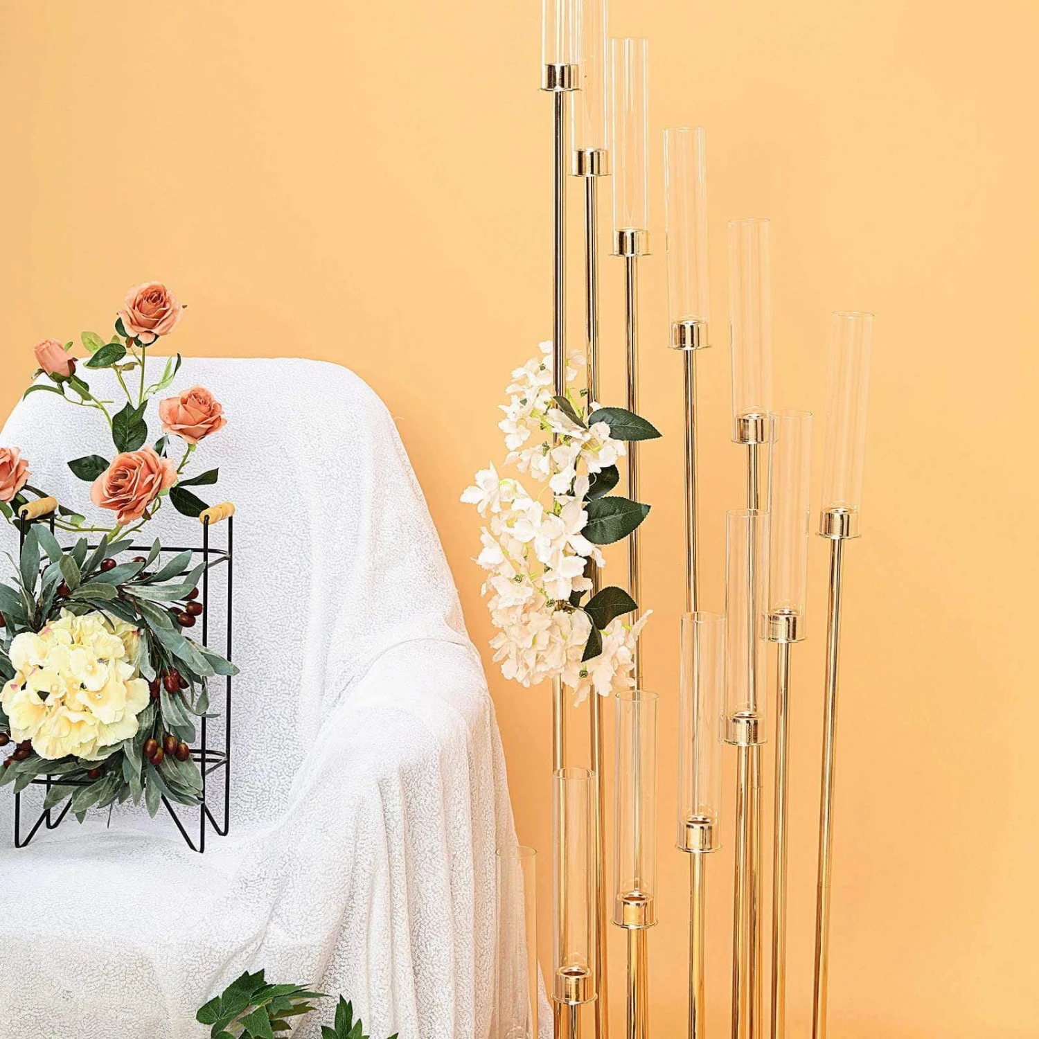 57" Tall Candelabra Candle Holder Centerpiece With Glass 16 57" Tall Candelabra Candle Holder Centerpiece With Glass - Image 14