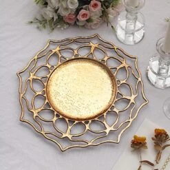6 Round 13" Floral Cutout Design Acrylic Charger Plates - Gold -Optimal Home Decoration 6 acrylic 13 floral cutout charger plates gold chrg plst0034 gold 30930618449983