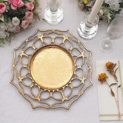 6 Round 13" Floral Cutout Design Acrylic Charger Plates - Gold -Optimal Home Decoration 6 acrylic 13 floral cutout charger plates gold chrg plst0034 gold 30930618482751