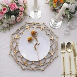 6 Round 13" Floral Cutout Design Acrylic Charger Plates - Gold -Optimal Home Decoration 6 acrylic 13 floral cutout charger plates gold chrg plst0034 gold 30930618515519