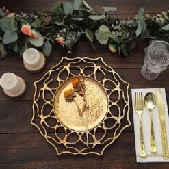 6 Round 13" Floral Cutout Design Acrylic Charger Plates - Gold -Optimal Home Decoration 6 acrylic 13 floral cutout charger plates gold chrg plst0034 gold 30930618613823