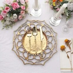 6 Round 13" Floral Cutout Design Acrylic Charger Plates - Gold -Optimal Home Decoration 6 acrylic 13 floral cutout charger plates gold chrg plst0034 gold 30930618679359