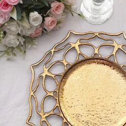 6 Round 13" Floral Cutout Design Acrylic Charger Plates - Gold -Optimal Home Decoration 6 acrylic 13 floral cutout charger plates gold chrg plst0034 gold 30930618777663