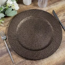 6 Plastic 13" Rattan-Like Round Charger Plates - Brown 19 6 Plastic 13" Rattan-Like Round Charger Plates - Brown -Optimal Home Decoration 6 acrylic 13 natural plastic rattan like charger plates brown chrg plst0022 brn 30898341085247
