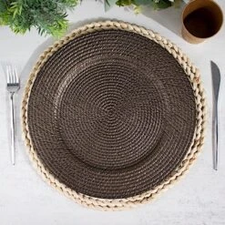 6 Plastic 13" Rattan-Like Round Charger Plates - Brown 22 6 Plastic 13" Rattan-Like Round Charger Plates - Brown -Optimal Home Decoration 6 acrylic 13 natural plastic rattan like charger plates brown chrg plst0022 brn 30898341118015
