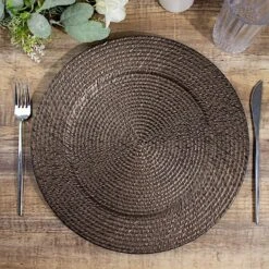6 Plastic 13" Rattan-Like Round Charger Plates - Brown 21 6 Plastic 13" Rattan-Like Round Charger Plates - Brown -Optimal Home Decoration 6 acrylic 13 natural plastic rattan like charger plates brown chrg plst0022 brn 30898341150783