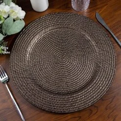 6 Plastic 13" Rattan-Like Round Charger Plates - Brown 24 6 Plastic 13" Rattan-Like Round Charger Plates - Brown -Optimal Home Decoration 6 acrylic 13 natural plastic rattan like charger plates brown chrg plst0022 brn 30898341216319