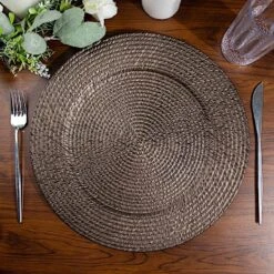 6 Plastic 13" Rattan-Like Round Charger Plates - Brown 26 6 Plastic 13" Rattan-Like Round Charger Plates - Brown -Optimal Home Decoration 6 acrylic 13 natural plastic rattan like charger plates brown chrg plst0022 brn 30898341347391