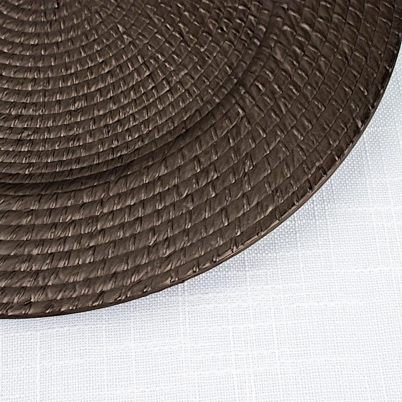 6 Plastic 13" Rattan-Like Round Charger Plates - Brown 15 6 Plastic 13" Rattan-Like Round Charger Plates - Brown - Image 13
