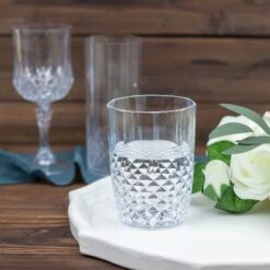 6 Clear 16 Oz Crystal Cut Plastic Drinking Glasses - Disposable Tableware -Optimal Home Decoration 6 clear 16 oz crystal plastic drinking glasses disposable tableware dsp cuct006 16 clr 30738839502911