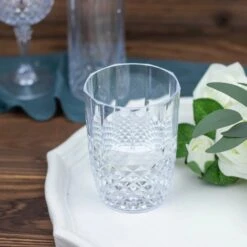 6 Clear 16 Oz Crystal Cut Plastic Drinking Glasses - Disposable Tableware -Optimal Home Decoration 6 clear 16 oz crystal plastic drinking glasses disposable tableware dsp cuct006 16 clr 30738839568447