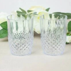 6 Clear 16 Oz Crystal Cut Plastic Drinking Glasses - Disposable Tableware -Optimal Home Decoration 6 clear 16 oz crystal plastic drinking glasses disposable tableware dsp cuct006 16 clr 30738839601215