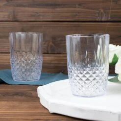6 Clear 16 Oz Crystal Cut Plastic Drinking Glasses - Disposable Tableware -Optimal Home Decoration 6 clear 16 oz crystal plastic drinking glasses disposable tableware dsp cuct006 16 clr 30738839666751