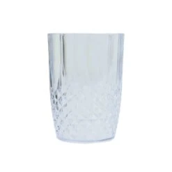 6 Clear 16 Oz Crystal Cut Plastic Drinking Glasses - Disposable Tableware