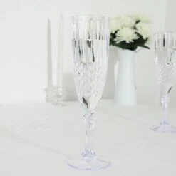 6 Pcs 8 Oz Crystal Plastic Champagne Flute Glasses - Disposable Tableware -Optimal Home Decoration 6 clear 8 oz crystal plastic champagne flute glasses disposable tableware dsp cucp006 10 clr 29850306347071