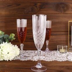 6 Pcs 8 Oz Crystal Plastic Champagne Flute Glasses - Disposable Tableware -Optimal Home Decoration 6 clear 8 oz crystal plastic champagne flute glasses disposable tableware dsp cucp006 10 clr 29850306379839