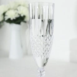 6 Pcs 8 Oz Crystal Plastic Champagne Flute Glasses - Disposable Tableware -Optimal Home Decoration 6 clear 8 oz crystal plastic champagne flute glasses disposable tableware dsp cucp006 10 clr 29850306707519