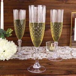 6 Pcs 8 Oz Crystal Plastic Champagne Flute Glasses - Disposable Tableware -Optimal Home Decoration 6 clear 8 oz crystal plastic champagne flute glasses disposable tableware dsp cucp006 10 clr 29850306740287