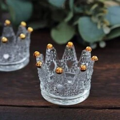 6 Crown 3" X 2" Crystal Glass Tealight Candle Holders With Beaded Tips - Clear And Gold 19 6 Crown 3" X 2" Crystal Glass Tealight Candle Holders With Beaded Tips - Clear And Gold -Optimal Home Decoration 6 crystal glass crown tea light votive candle holders with beaded tips clear and gold cand hold 015 clrgd 30961621762111