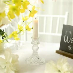 6 Diamond Design 4" Reversible Glass Taper And Votive Candle Holders -Optimal Home Decoration 6 diamond design 4 reversible glass taper and votive candle holders 30775393419327