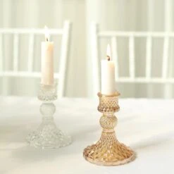6 Diamond Design 4" Reversible Glass Taper And Votive Candle Holders -Optimal Home Decoration 6 diamond design 4 reversible glass taper and votive candle holders 30775398334527