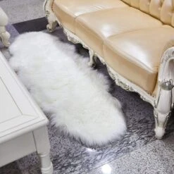 6 Ft Faux Fur Throw Sheepskin Rug - White -Optimal Home Decoration 6 ft faux fur throw sheepskin rug white run fur 01 wht 16005558075455